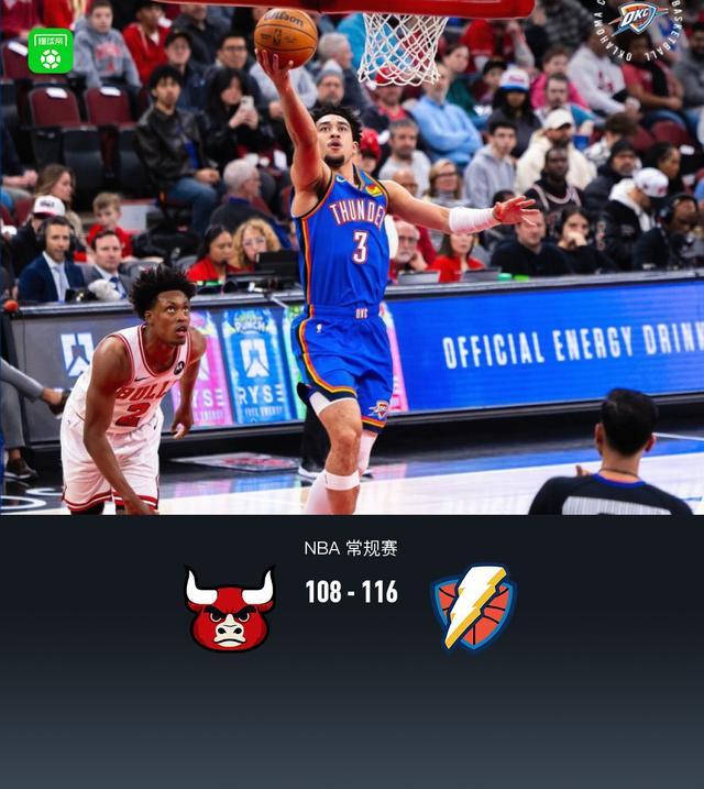 九游体育app-雷霆116-108力克公牛，麦凯恩20分，切特12分11板